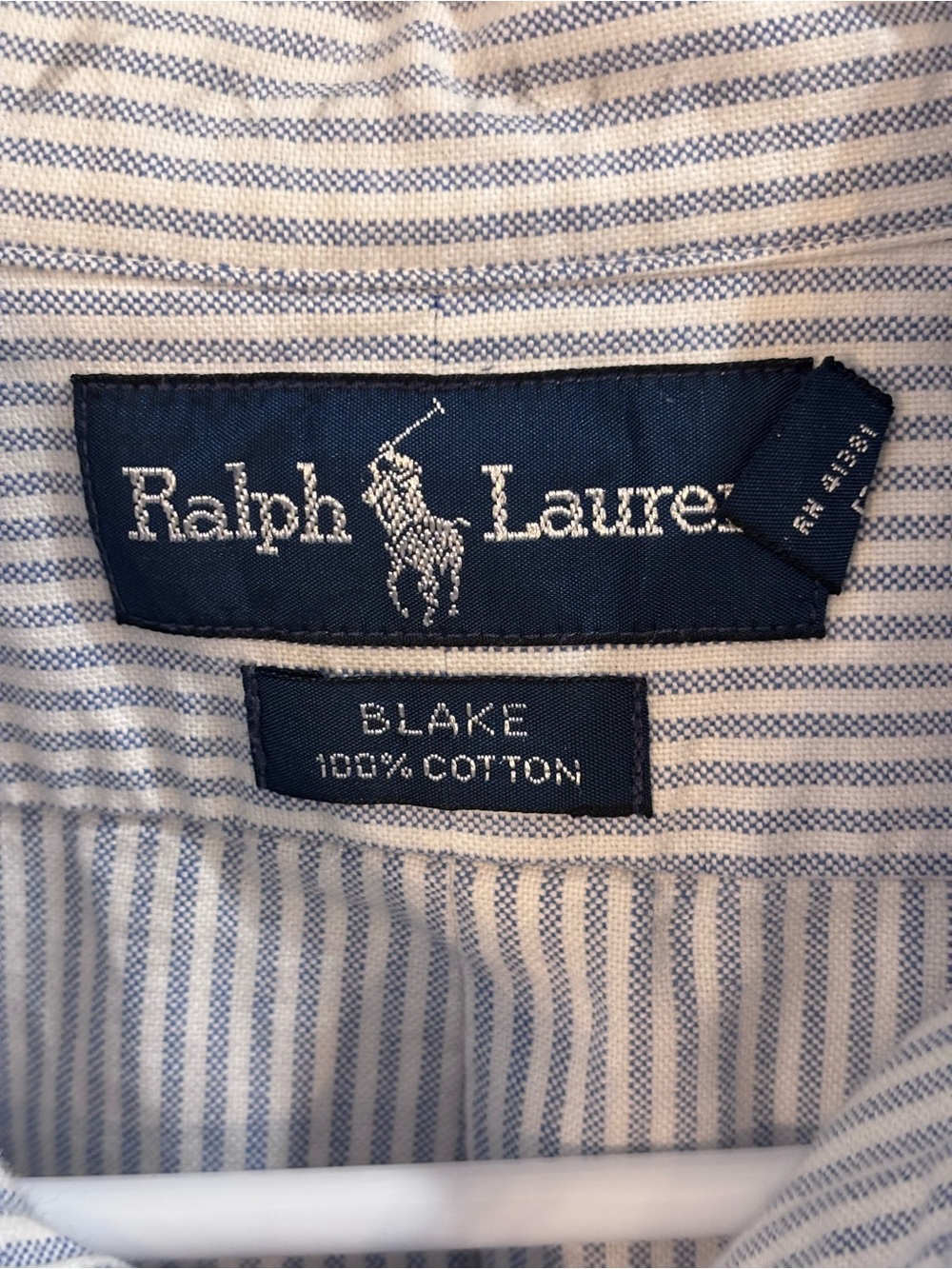 Ralph Lauren Blue and White Striped Button-Down, Vintage Blake, Men’s Large - Picture 5 of 15